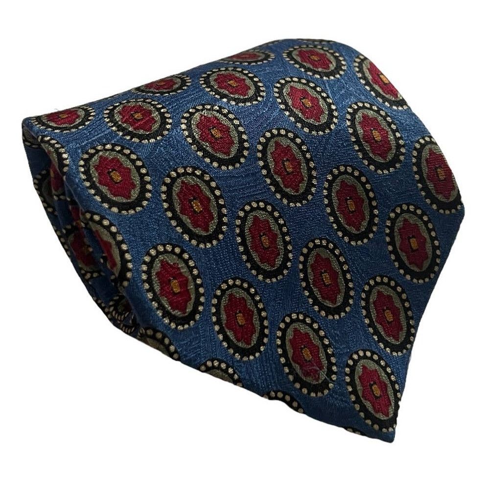 Burberry Burberrys of London Vintage Blue Circles Poppy Floral Tie Size ONE SIZE - 1 Thumbnail