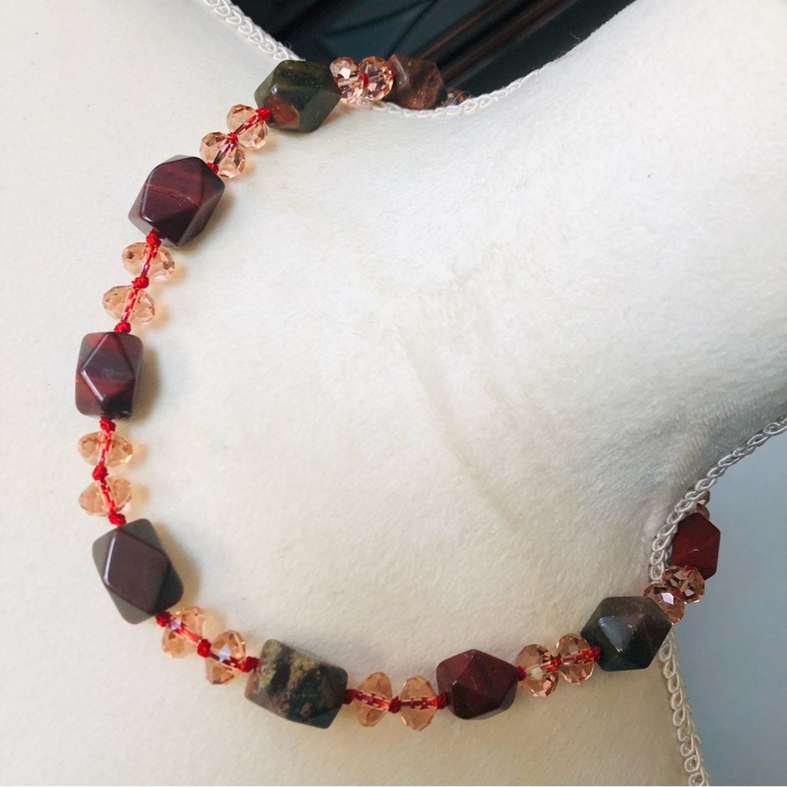Handmade Handcrafted chunky genuine stone glass crystal necklace Size ONE SIZE - 1 Thumbnail