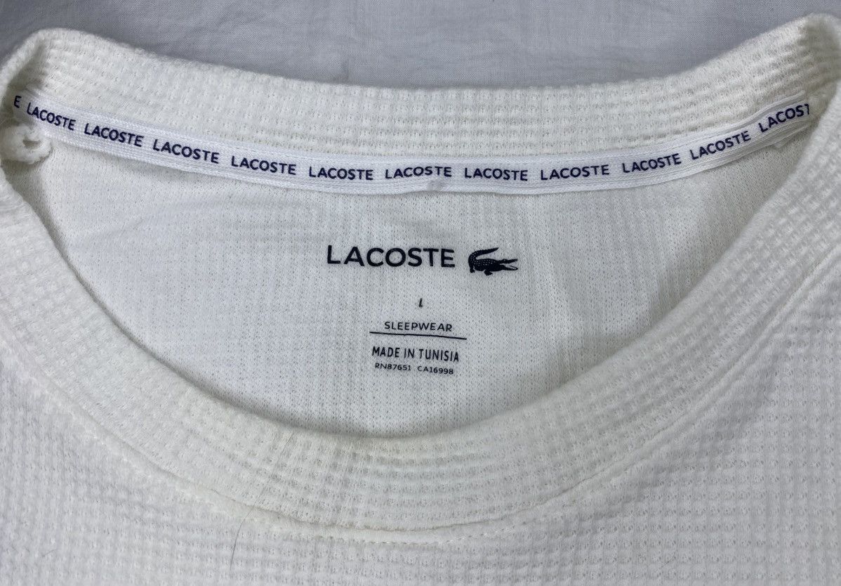 Lacoste Lacoste White Logo Waffle Knit Thermal Long Sleeve Shirt Size US L / EU 52-54 / 3 - 3 Thumbnail