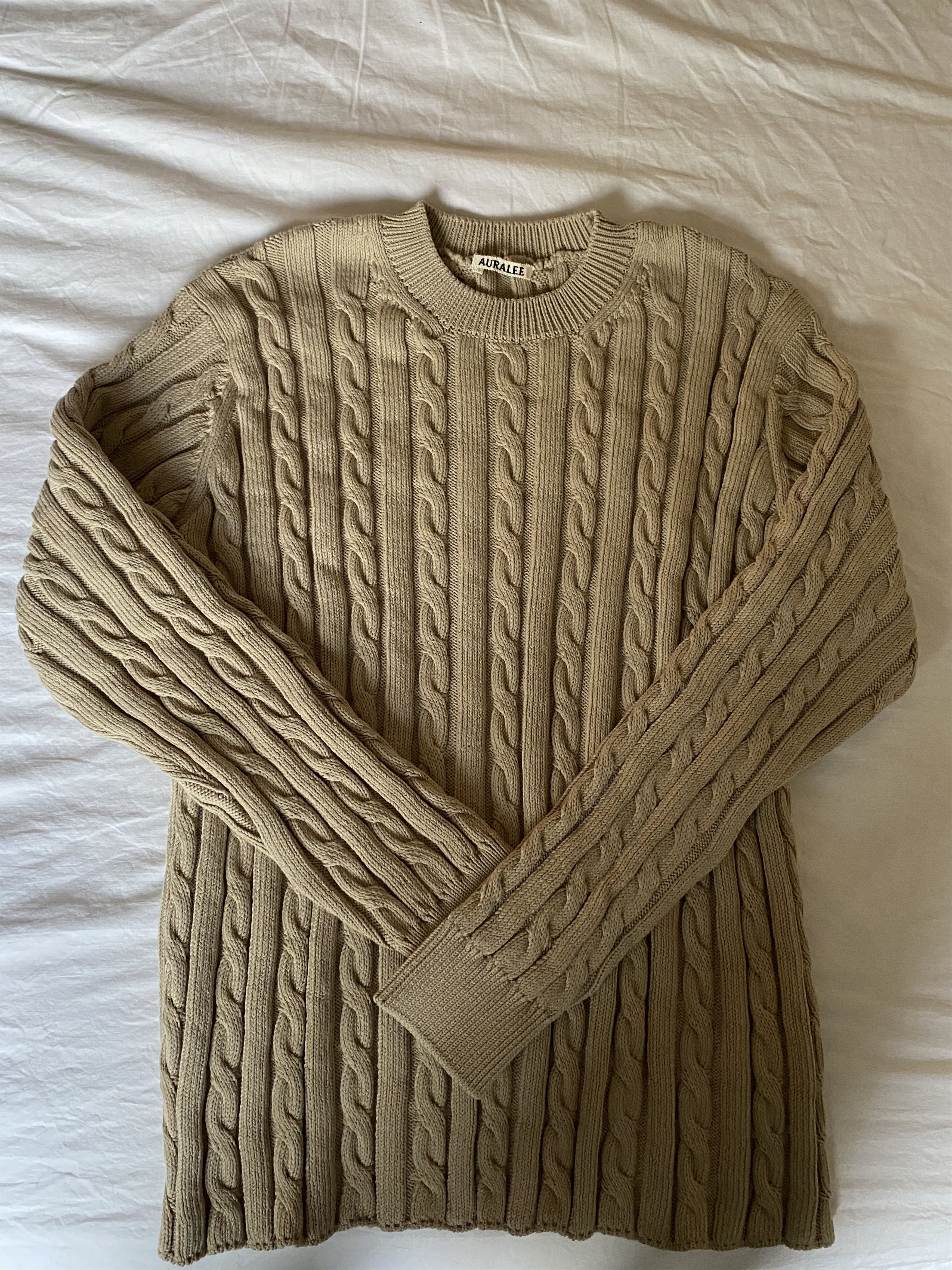 Auralee Cotton Cord Cable Knit Big Pull Over | Grailed