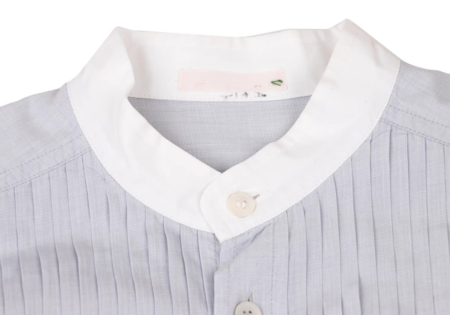 Issey Miyake Front Pleats Band Collar Shirt in Light Blue Size S Size US S / EU 44-46 / 1 - 6 Thumbnail