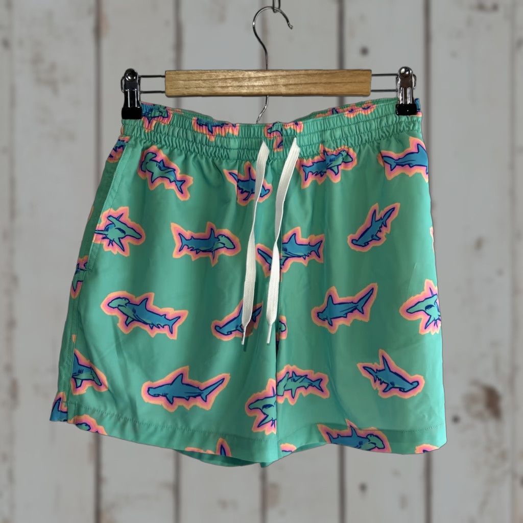 Chubbies Chubbies Swim Trunks Mens S Blue 7" Board Shorts Lined Sharks Drawstring Size US 29 - 1 Thumbnail