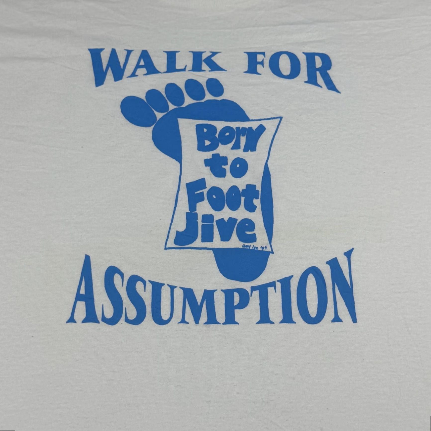 Fruit Of The Loom VINTAGE Walk for Assumption Shirt Mens XL White Born to Foot Jive Made USA 90s Size US XL / EU 56 / 4 - 2 Thumbnail
