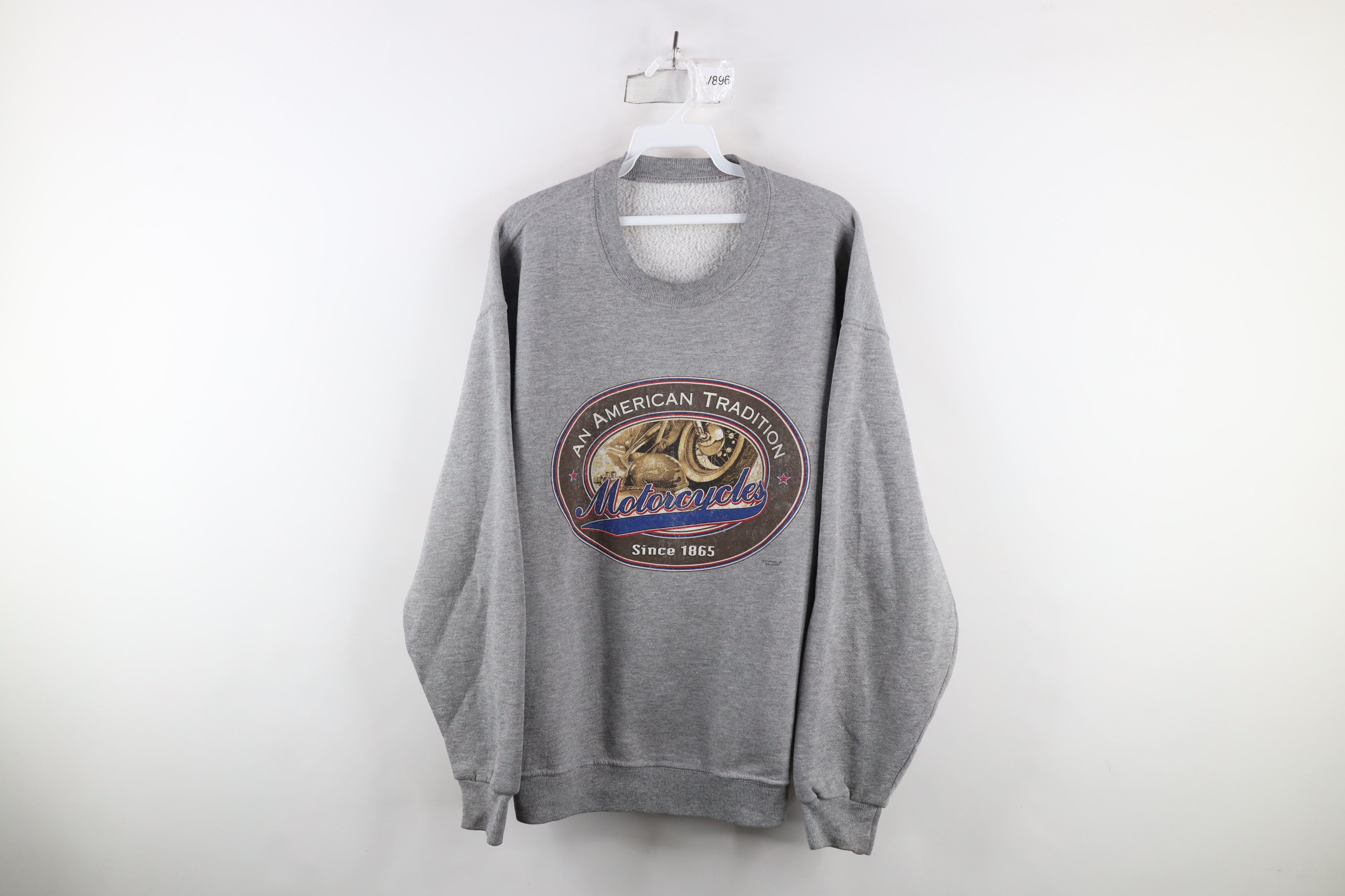 Vintage Vintage 90s Out An American Tradition Motorcycles Sweatshirt Size US L / EU 52-54 / 3 - 1 Thumbnail