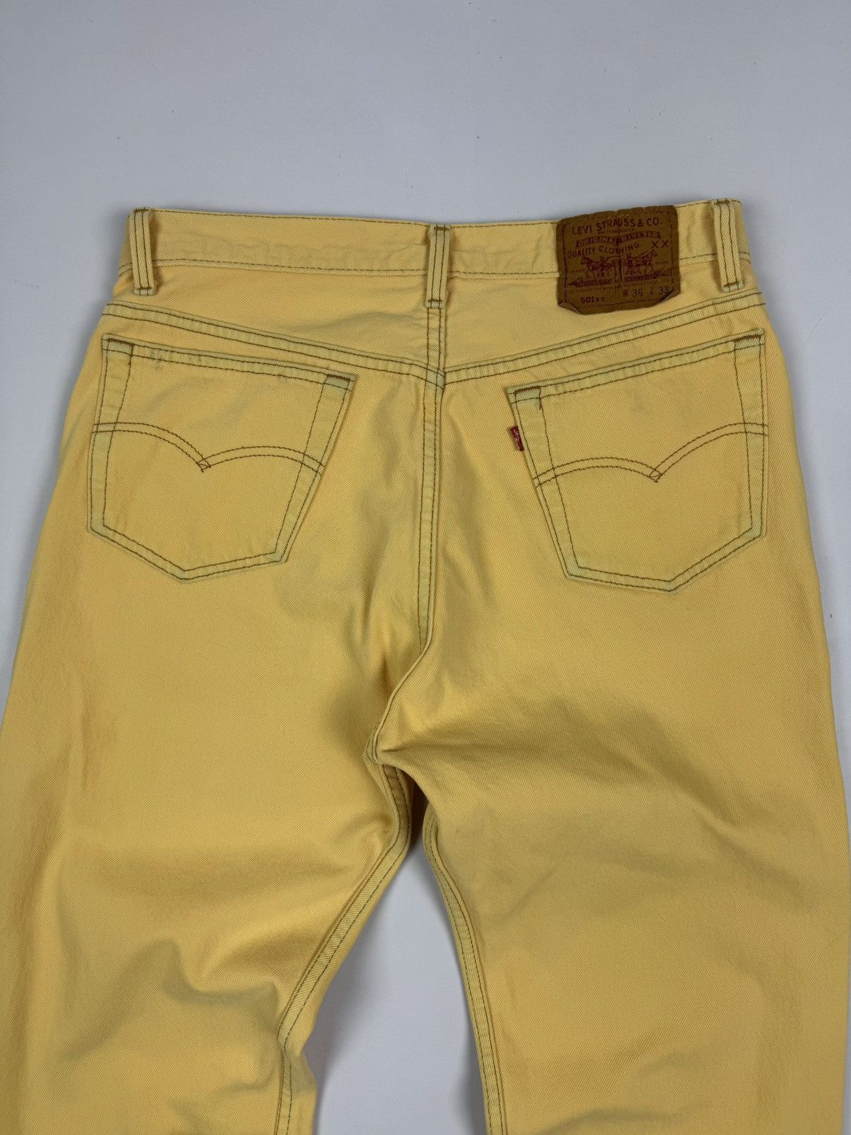 Levi's 1990’s Distressed Levi’s 501xx Yellow Denim Jeans Pants Size US 36 / EU 52 - 20 Thumbnail