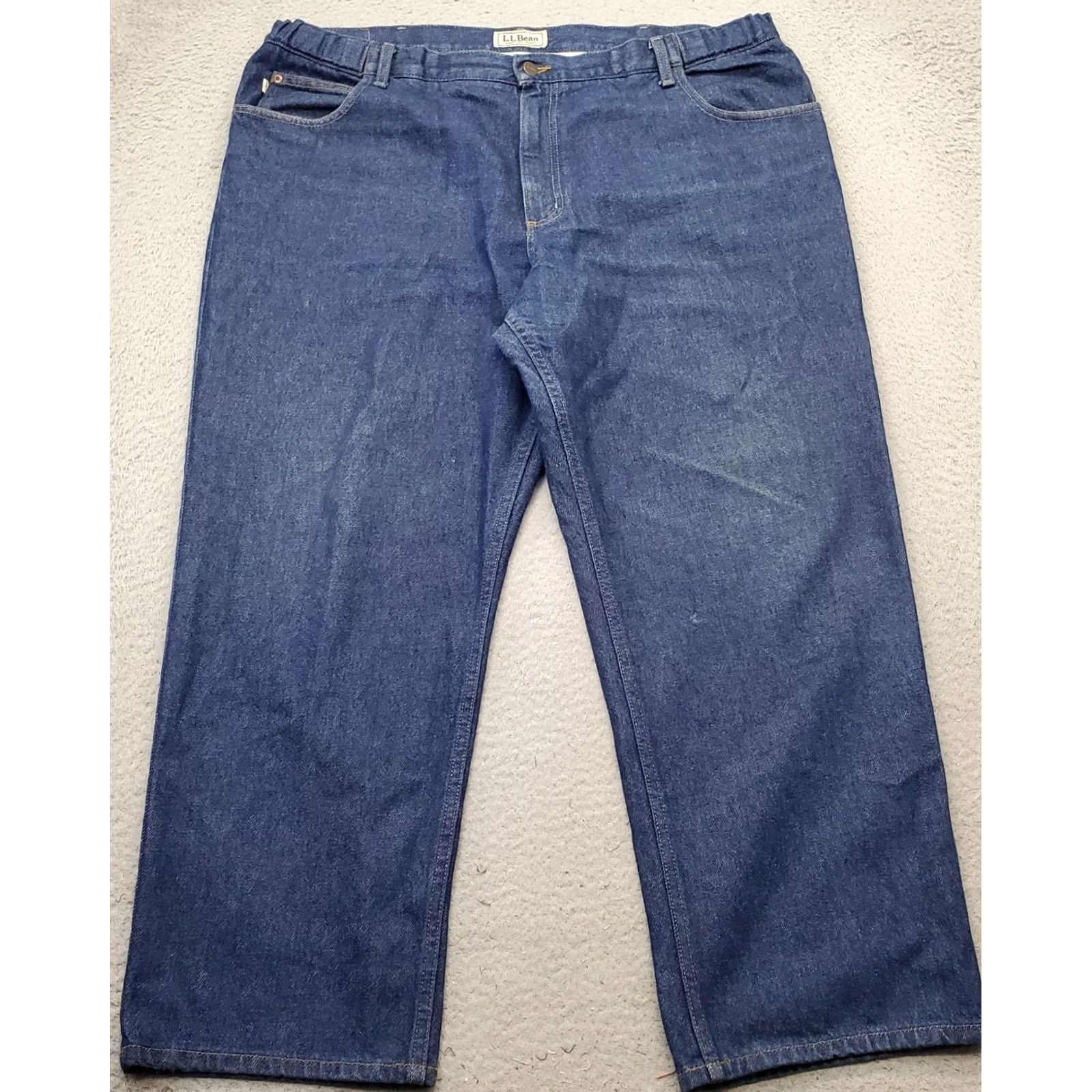 Vintage L.L. Bean Jeans Mens 42x32 Blue Denim Flat Front Comfort Straight Leg 5-Pocket Design Regular Fit Size 42 Mens Blue Jeans Size US 42 / EU 58 - 2 Thumbnail