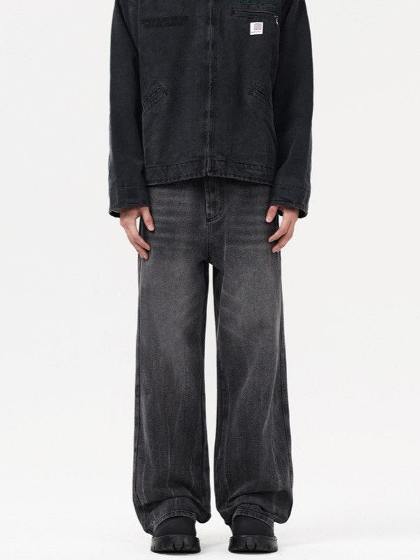 Japanese Brand Men's street retro washed distressed straight loose jeans Size US 32 / EU 48 - 1 Thumbnail