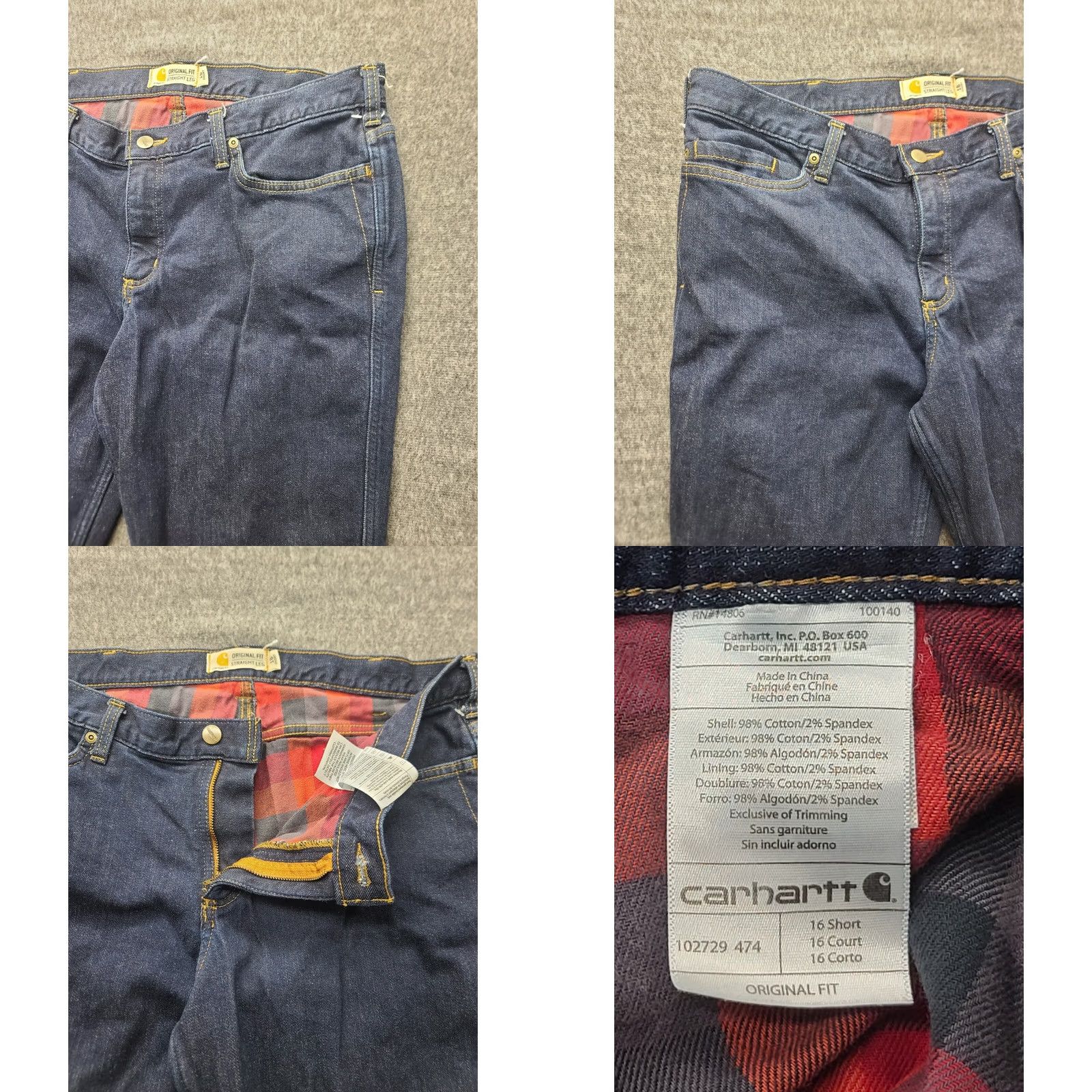 Carhartt VINTAGE Carhartt Jeans Womens 16 Short 35x30 Flannel Lined Original Fit Straight Leg Size 38" / US 16 / IT 52 - 8 Thumbnail