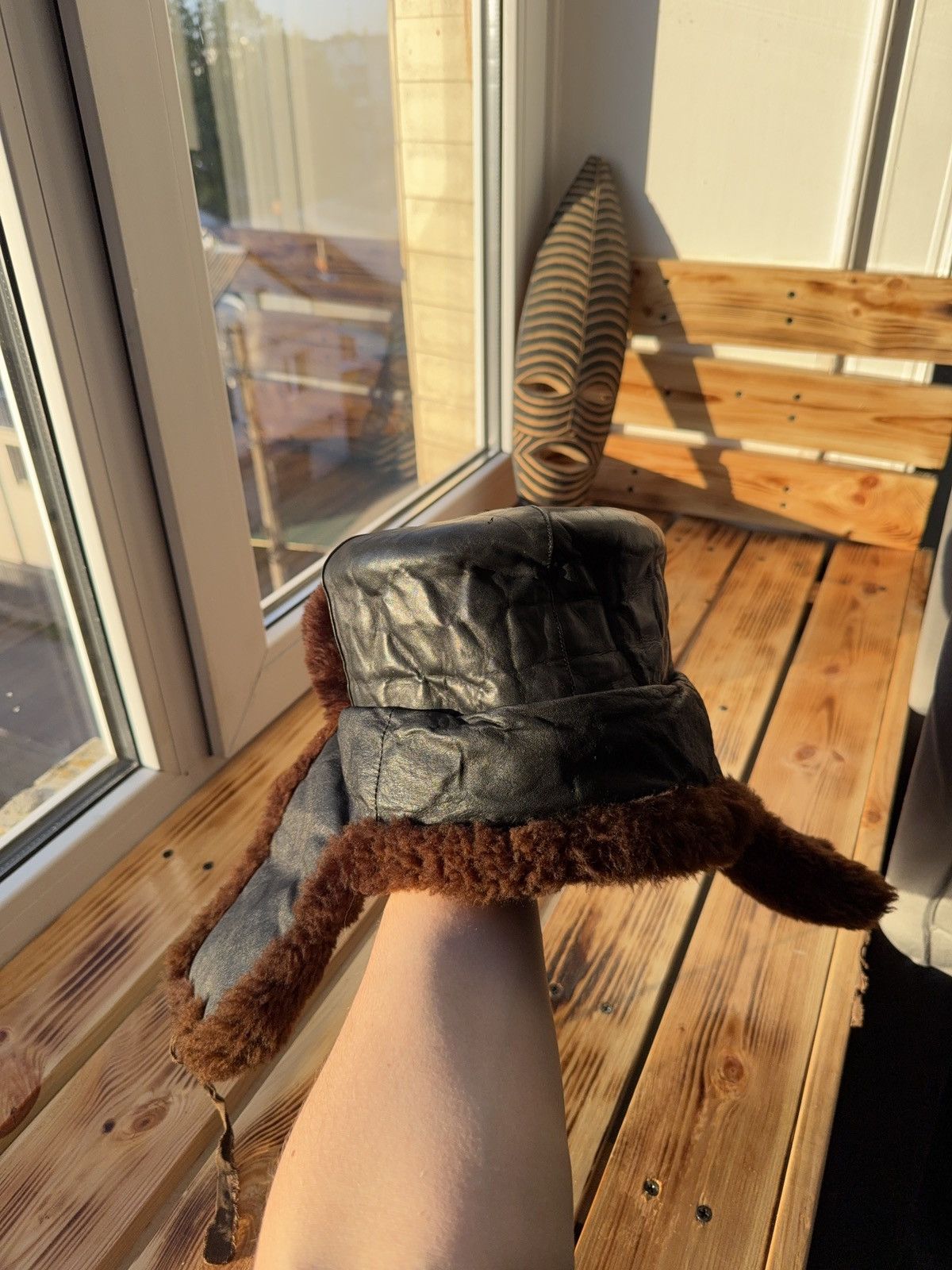 Vintage Vntg 80s Aviator Real Leather / Fur RARE Retro Ushanka Hat Size ONE SIZE - 13 Thumbnail