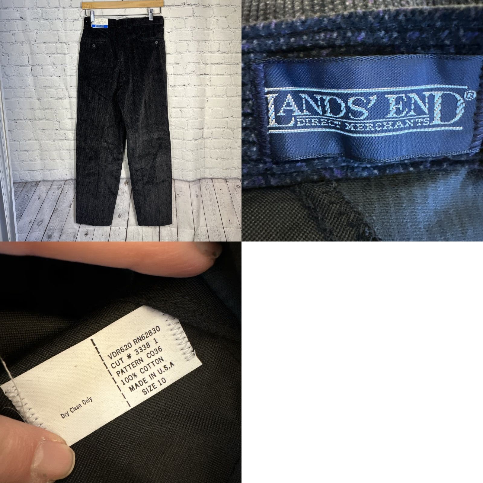 Lands' End VINTAGE Lands End Corduroy Direct Merchants Womens 10 Pants Black New USA Size 32" / US 10 / IT 46 - 8 Thumbnail