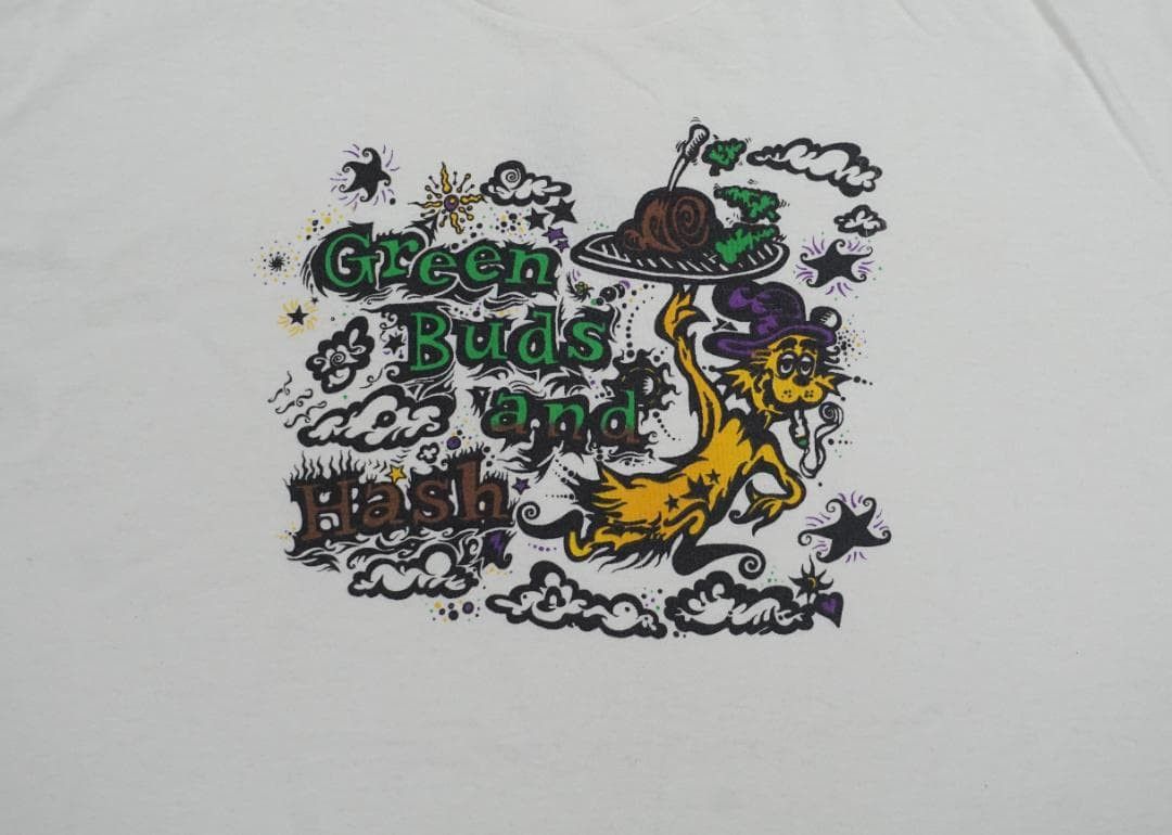 Vintage 90's Green Buds and Hash 大麻 Tシャツ ビンテージ Size US XXS / EU 40 - 2 Thumbnail