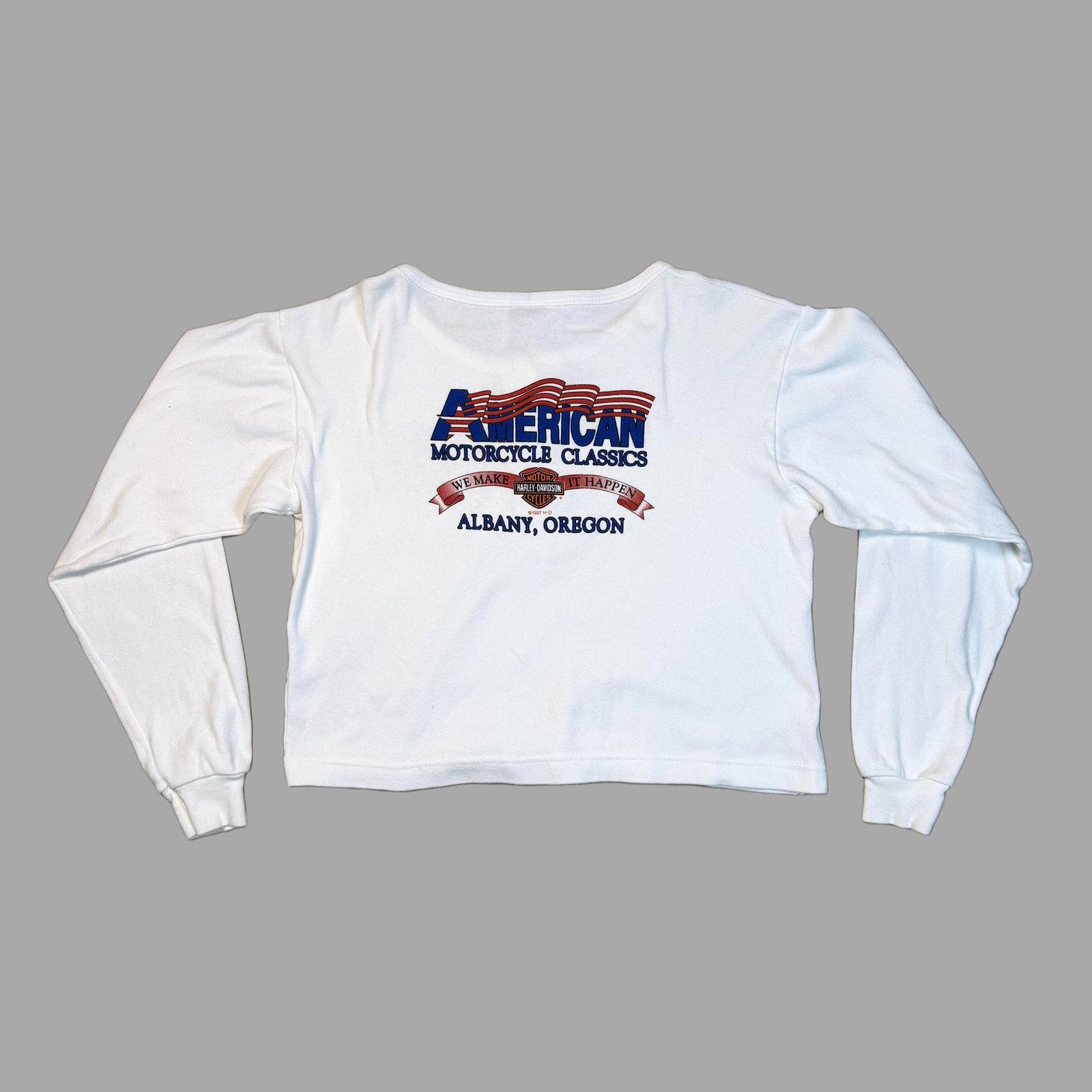 Harley Davidson Vintage Harley-Davidson 1997 Crop Henley Long Sleeve Small Size S / US 4 / IT 40 - 3 Thumbnail