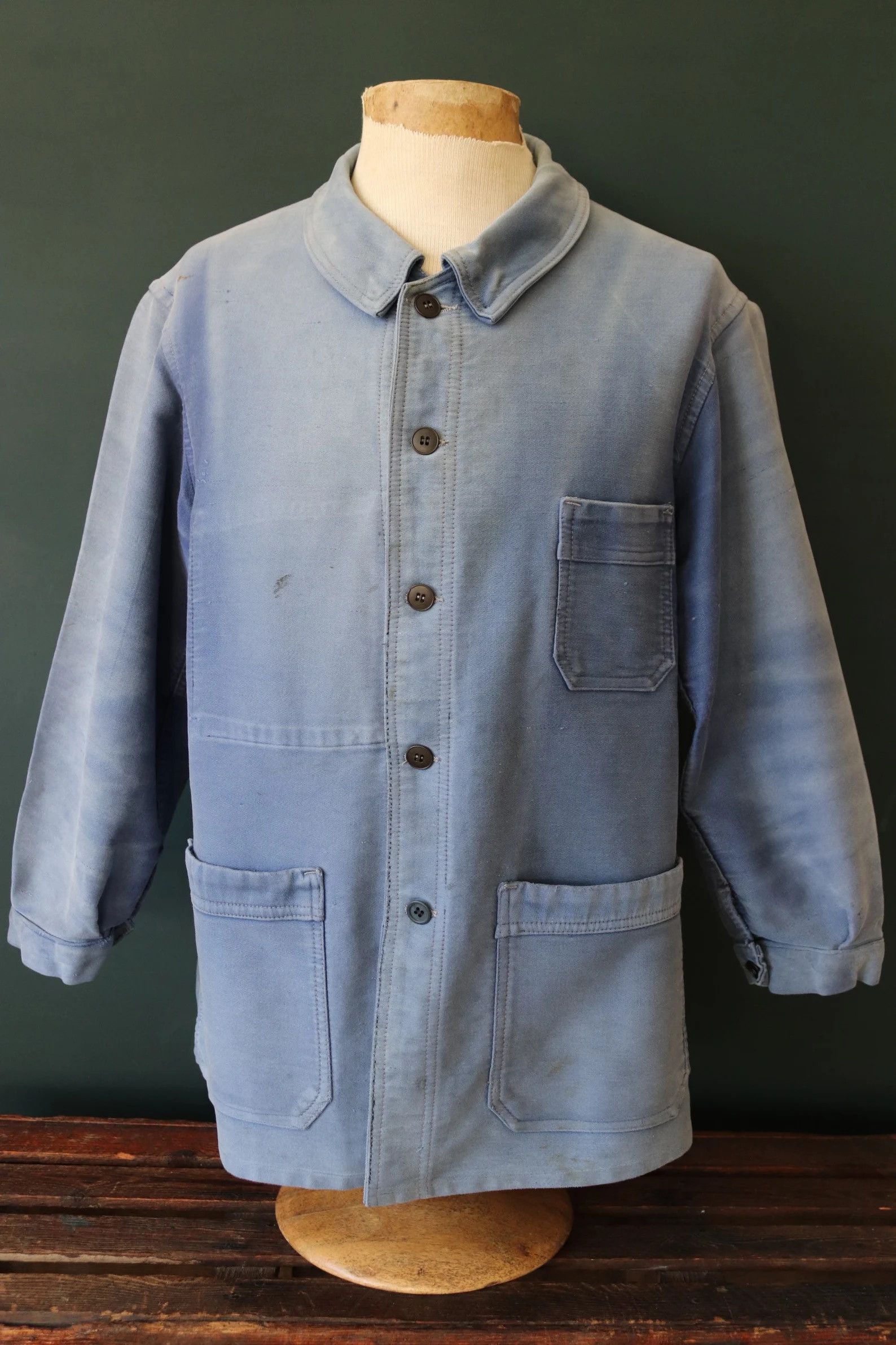 image of Le Mont St Michel Moleskin French Work Jacket in French Blue, Men's (Size Medium)
