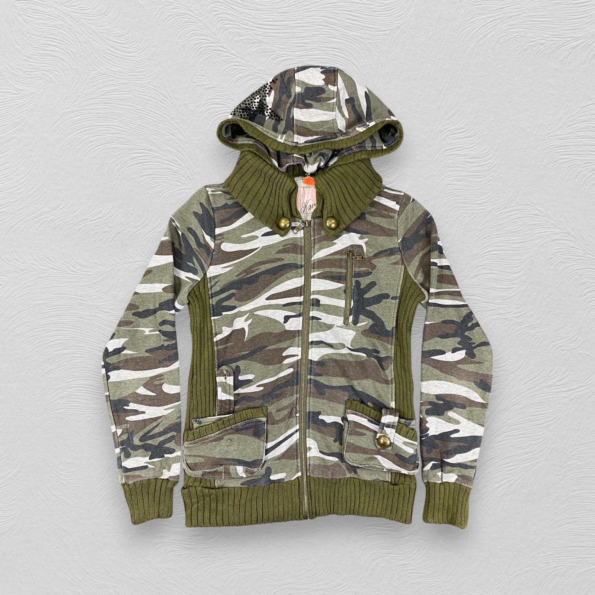 Japanese Brand Vintage Camo Design Zipper Hoodie - SW0102 Size US XS / EU 42 / 0 - 1 Thumbnail