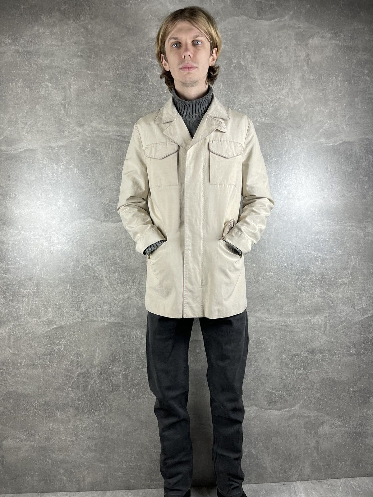 Brioni Brioni Safari Field Jacket Regular Fit Beige Cotton Size US M / EU 48-50 / 2 - 4 Thumbnail