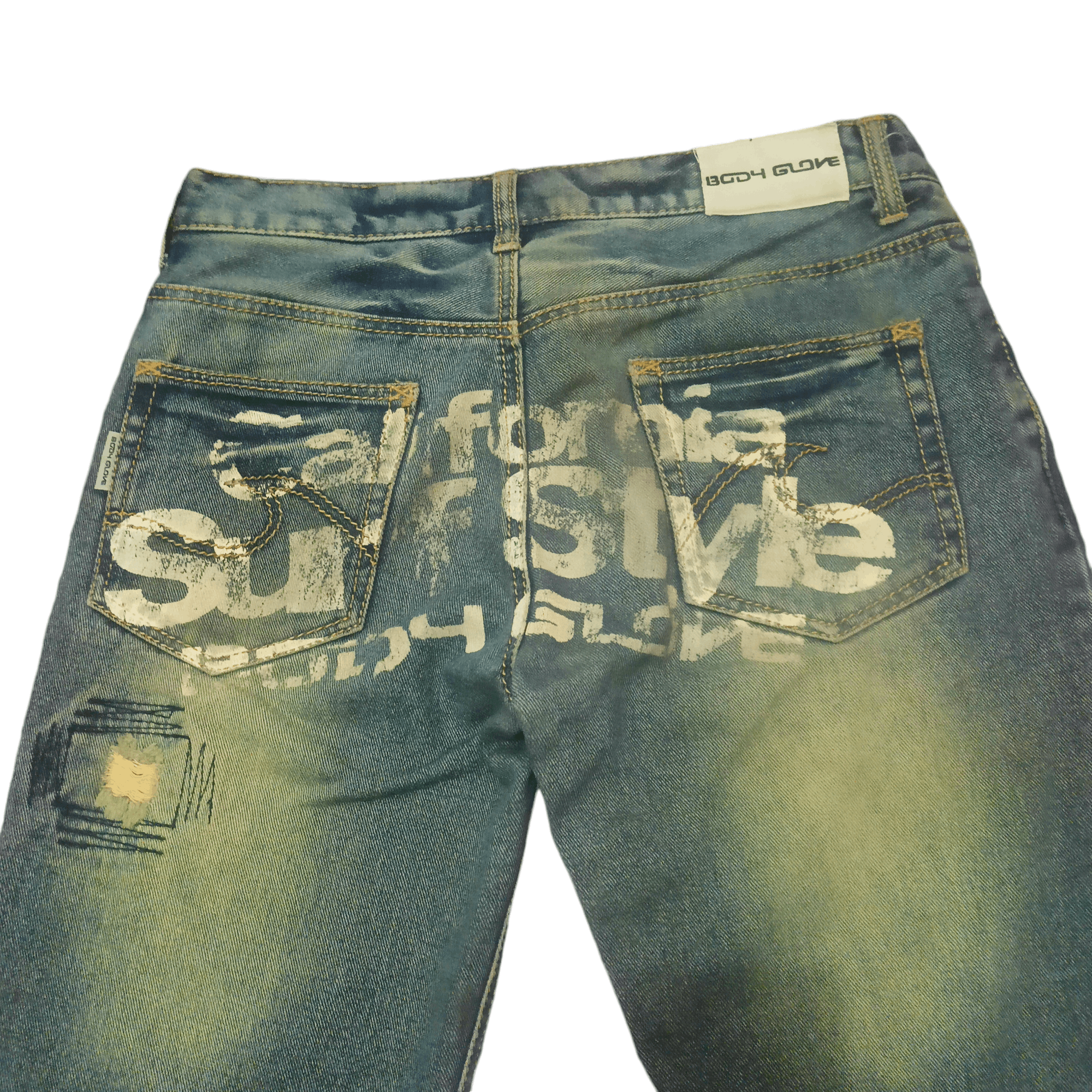 Body Glove × Japanese Brand Body glove distressed thrashed flare jeans patches patchwork Size US 31 - 10 Thumbnail