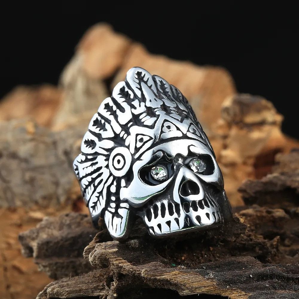 Jewelry Stainless Steel Inlay Rhinestones Men's Ring Size ONE SIZE - 1 Thumbnail