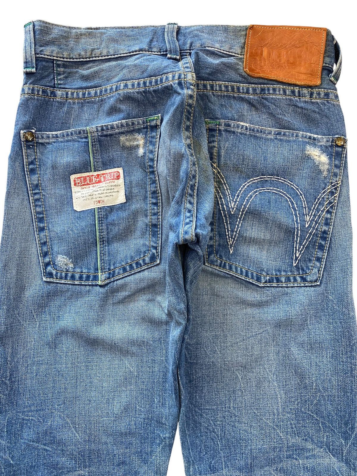 Edwin Edwin Blue Wash Ripped Style Straight Leg Jeans Size US 32 / EU 48 - 4 Thumbnail
