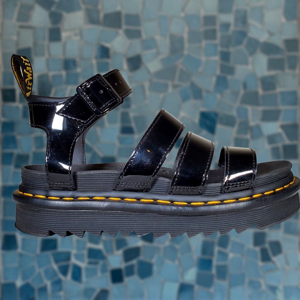 Dr. Martens Dr. Martens Strappy Womens Black Blaire Patent Leather Strap Sandals Platform Women Size US 4 / IT 34 - 1 Thumbnail