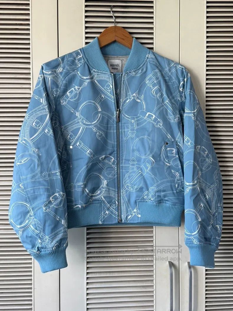 Hermes Hermes Women's flight jacket, blue print version Size XXS / US 00 / IT 34 - 1 Thumbnail