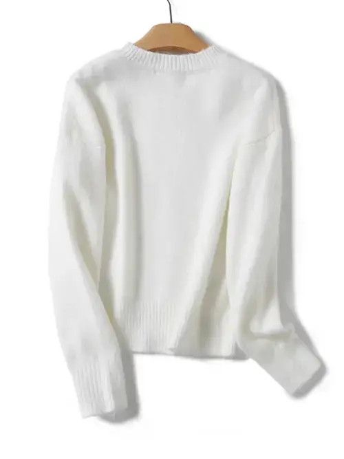 Japanese Brand White flower embroidered crew neck sweater Size S / US 4 / IT 40 - 2 Thumbnail