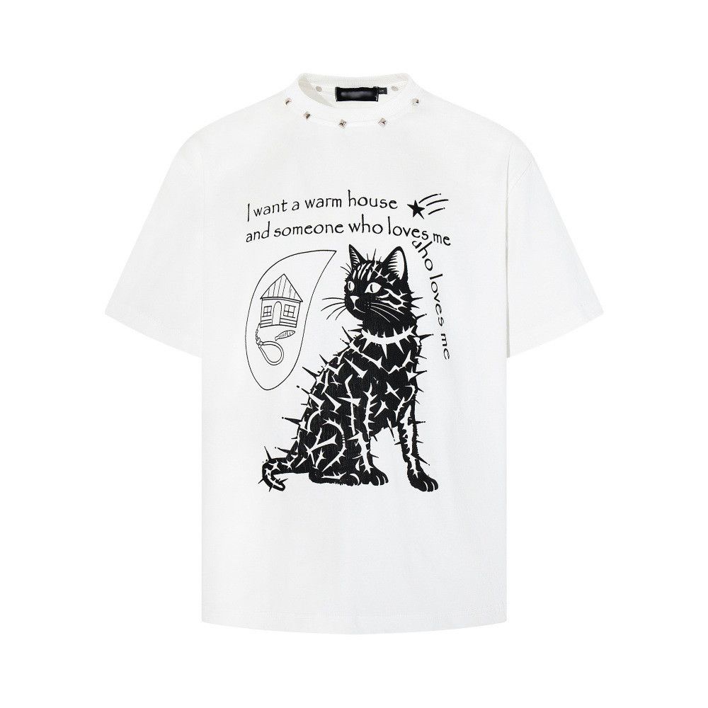 Japanese Brand Men's Hip-Hop Streetwear T-Shirt with Kitten Print Size US M / EU 48-50 / 2 - 1 Thumbnail