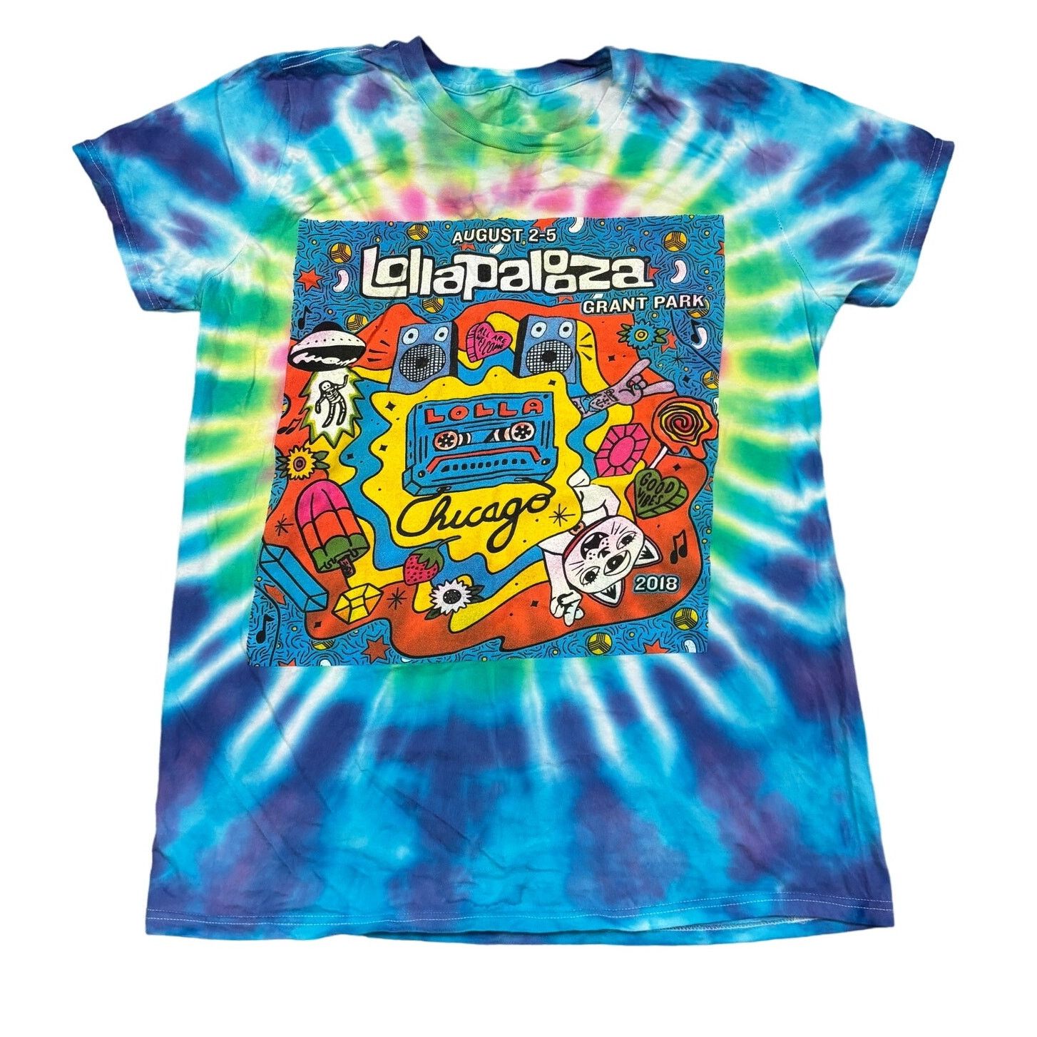Band Tees Lollapolooza Chicago 2018 Tie Dye Shirt Medium Travis Scott Size US M / EU 48-50 / 2 - 1 Thumbnail