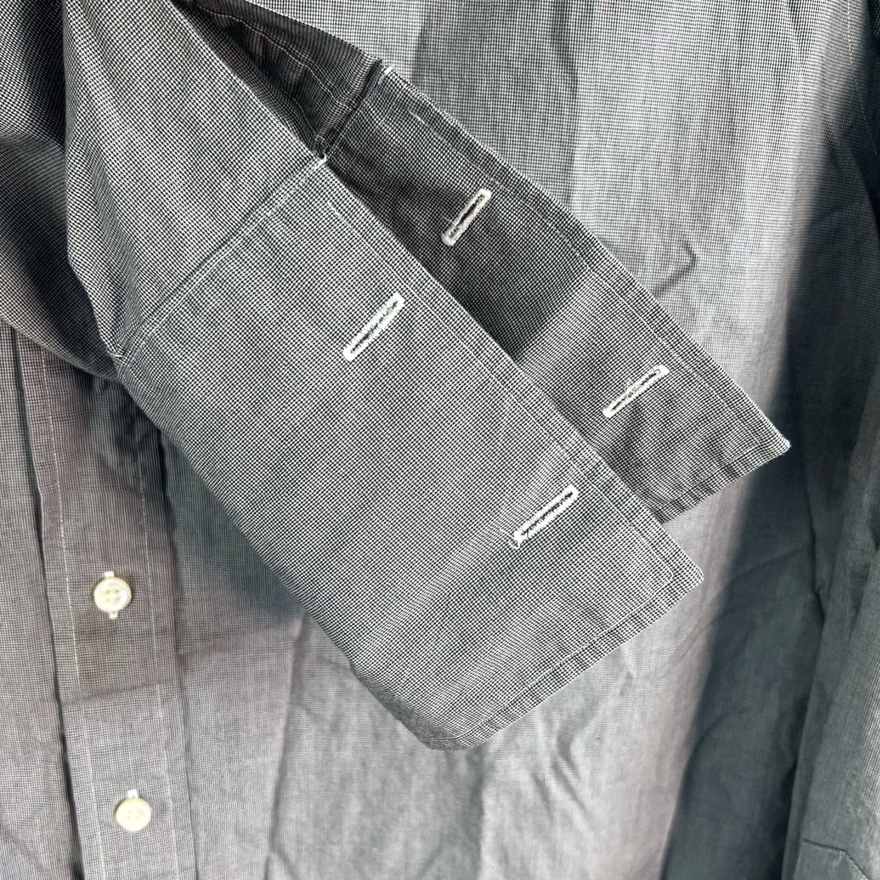 Ralph Lauren VINTAGE Polo Ralph Lauren Estate Custom Barrel Cuff Houndstooth Shirt Mens 18 /46 Gray Size US XXL / EU 58 / 5 - 4 Thumbnail