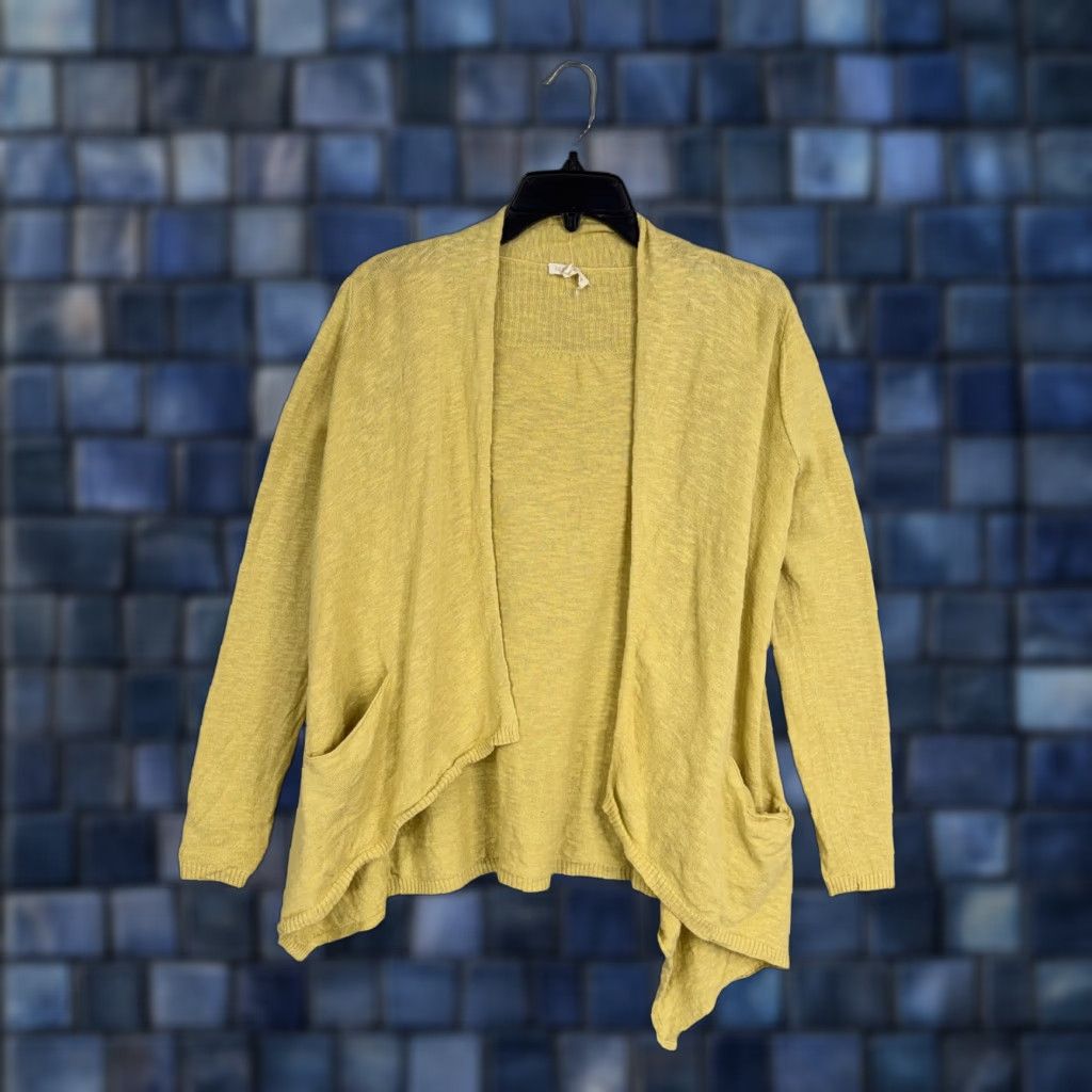Eileen Fisher Eileen Fisher Cardigan Womens XS Yellow Open Front Draped Pockets Sweater Size XS / US 0-2 / IT 36-38 - 1 Thumbnail