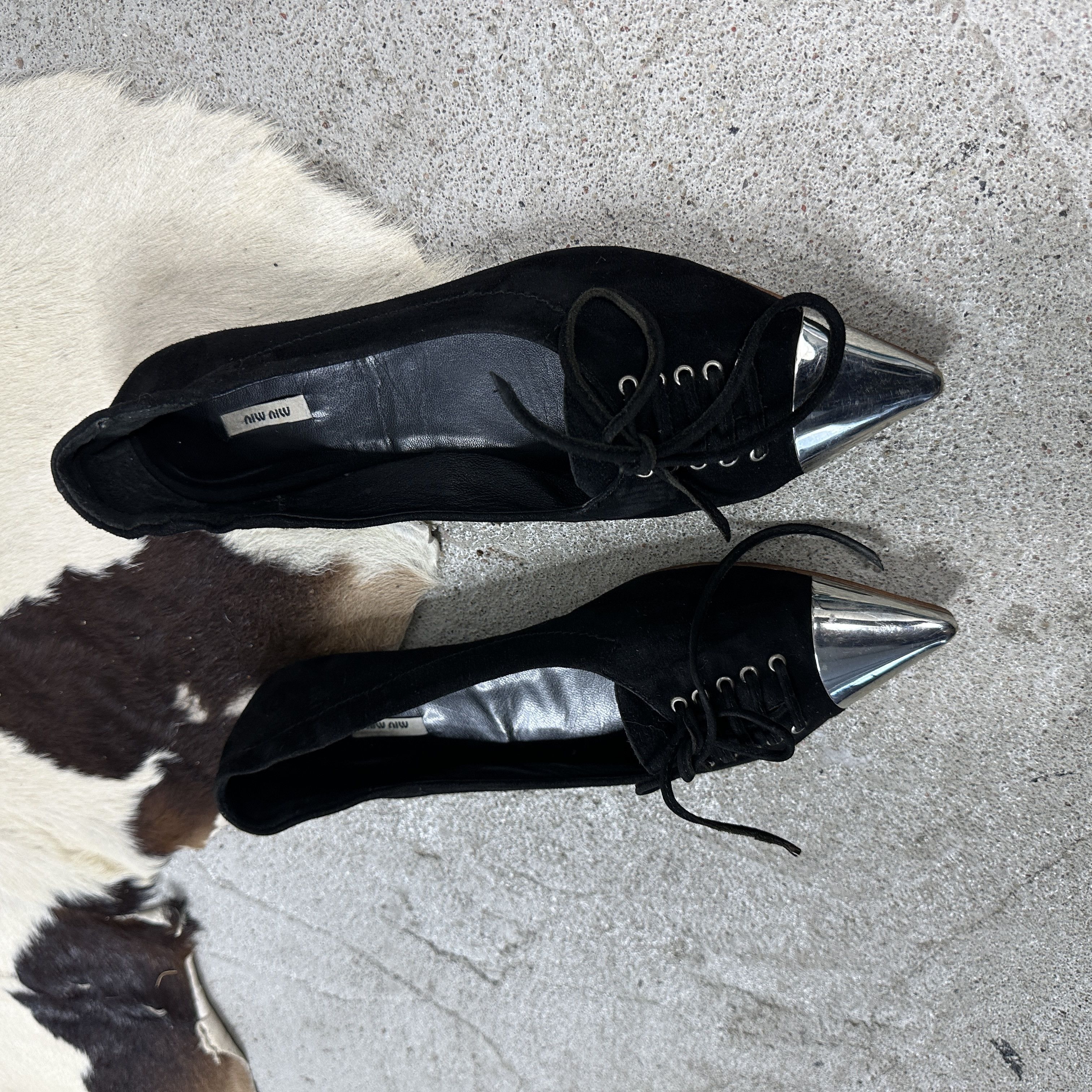 Miu Miu × Vintage Vintage Leather Y2K Preppy Miu Miu Steel Tip Ballerinas Size US 7.5 / IT 37.5 - 6 Thumbnail