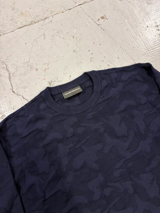 Emporio Armani AW2019 Emporio Armani Navy Camo Textured Sweater Size US M / EU 48-50 / 2 - 5 Thumbnail
