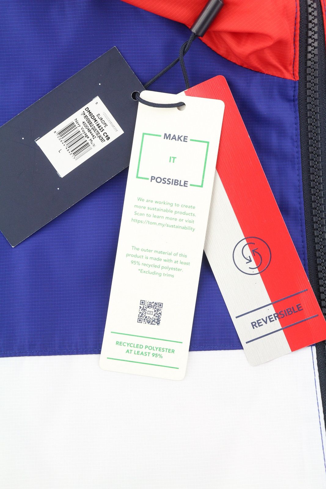 Tommy Hilfiger REVERSIBLE QUILTED L Blue Quilted Hooded Zip Jacket 86390 Size US L / EU 52-54 / 3 - 11 Thumbnail