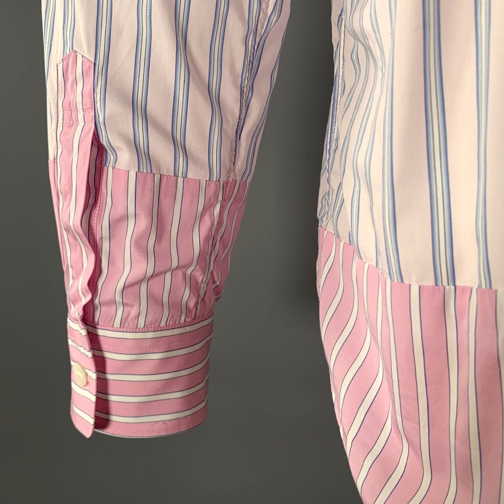 Comme des Garcons Girl COMME des GARCONS Shirt XL Pink Blue Stripe Cotton Long Sleeve Size US XL / EU 56 / 4 - 5 Thumbnail