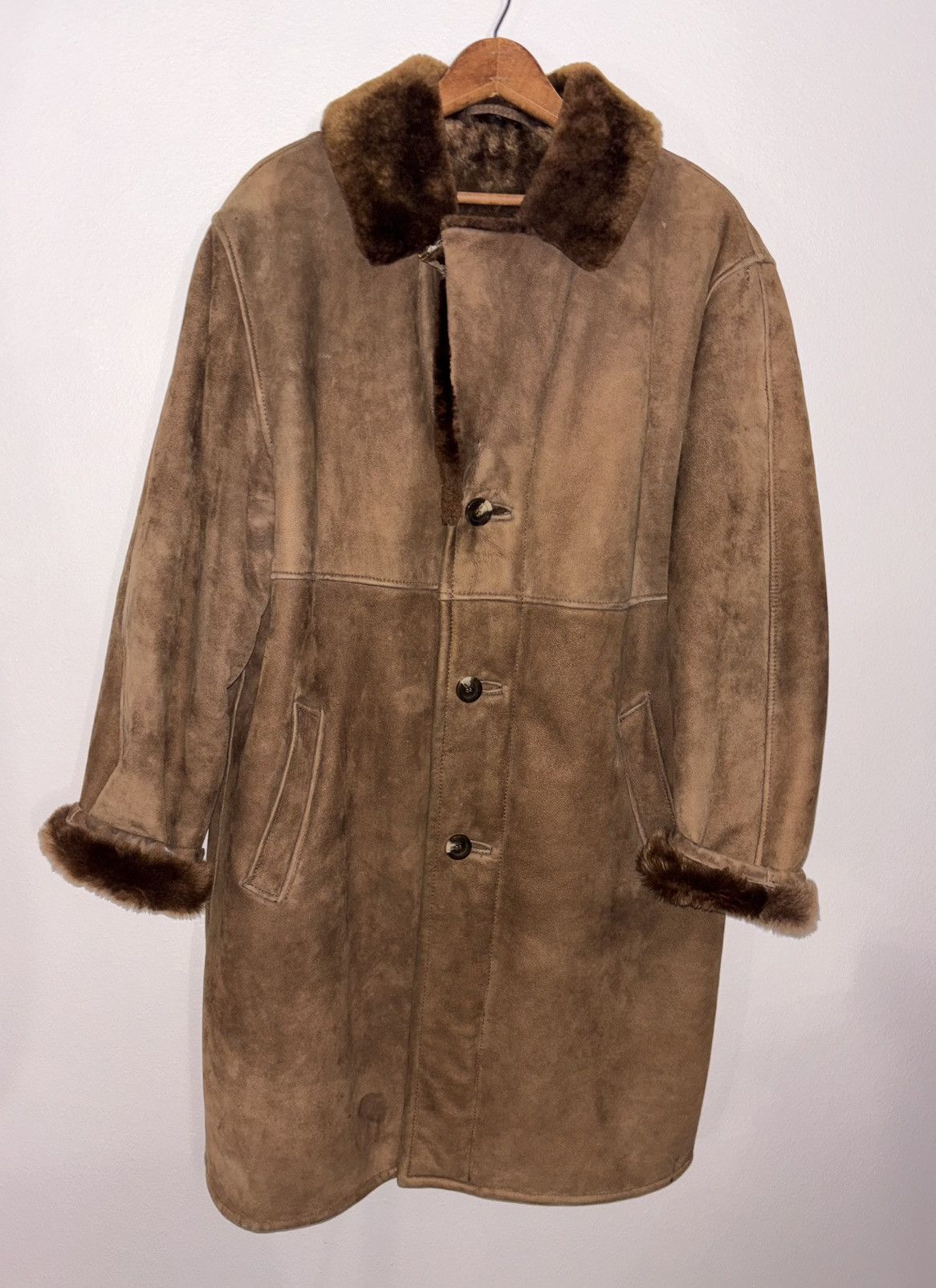 Vintage Suede Trench coat Faux Fur lined
