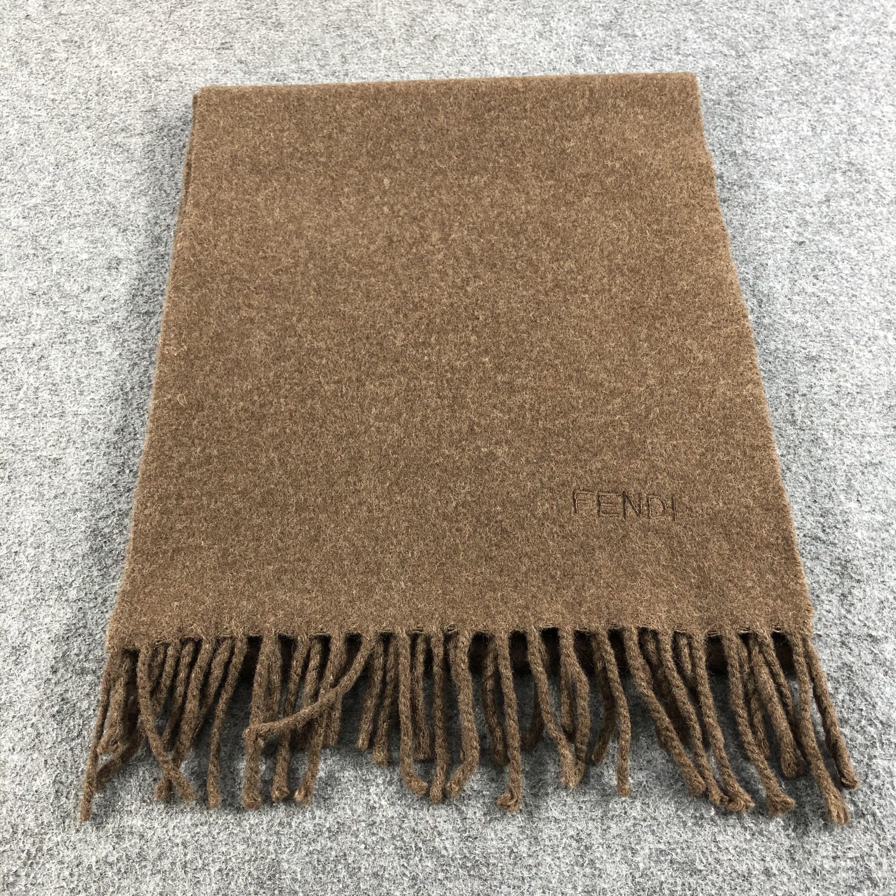 Fendi Fendi Tan Wool Cashmere Scarf Muffler V758 Size ONE SIZE - 2 Thumbnail