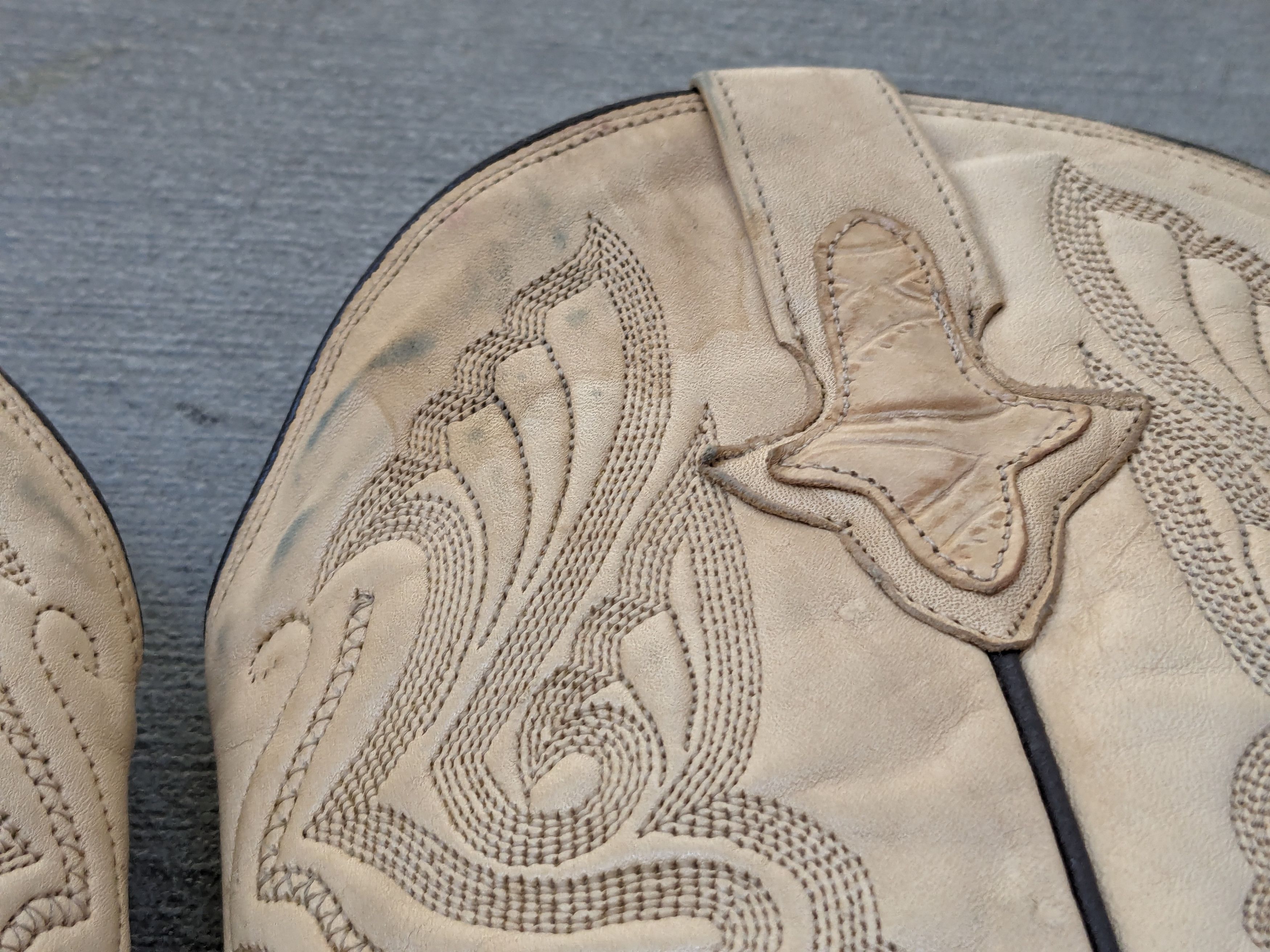 Genuine Leather Vintage Cowboy Boots Beige Leather 10.5 Botas Western Size US 10.5 / EU 43-44 - 17 Thumbnail