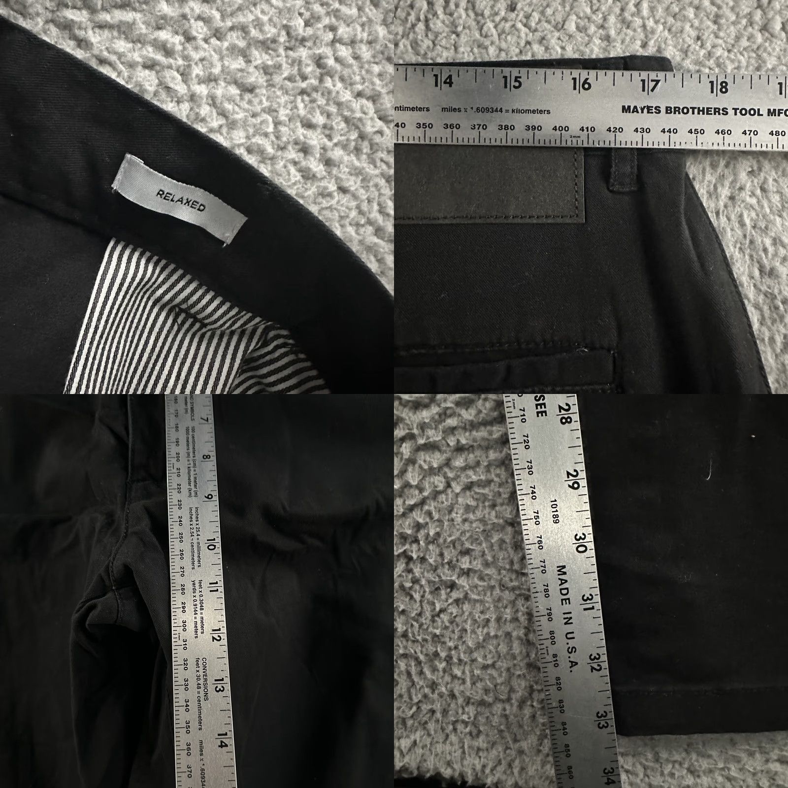 Vintage Five Four Mens Pants Black Size 34 Chino Relaxed Giovane Stretch Cotton Blend Slit? Size US 34 / EU 50 - 9 Thumbnail