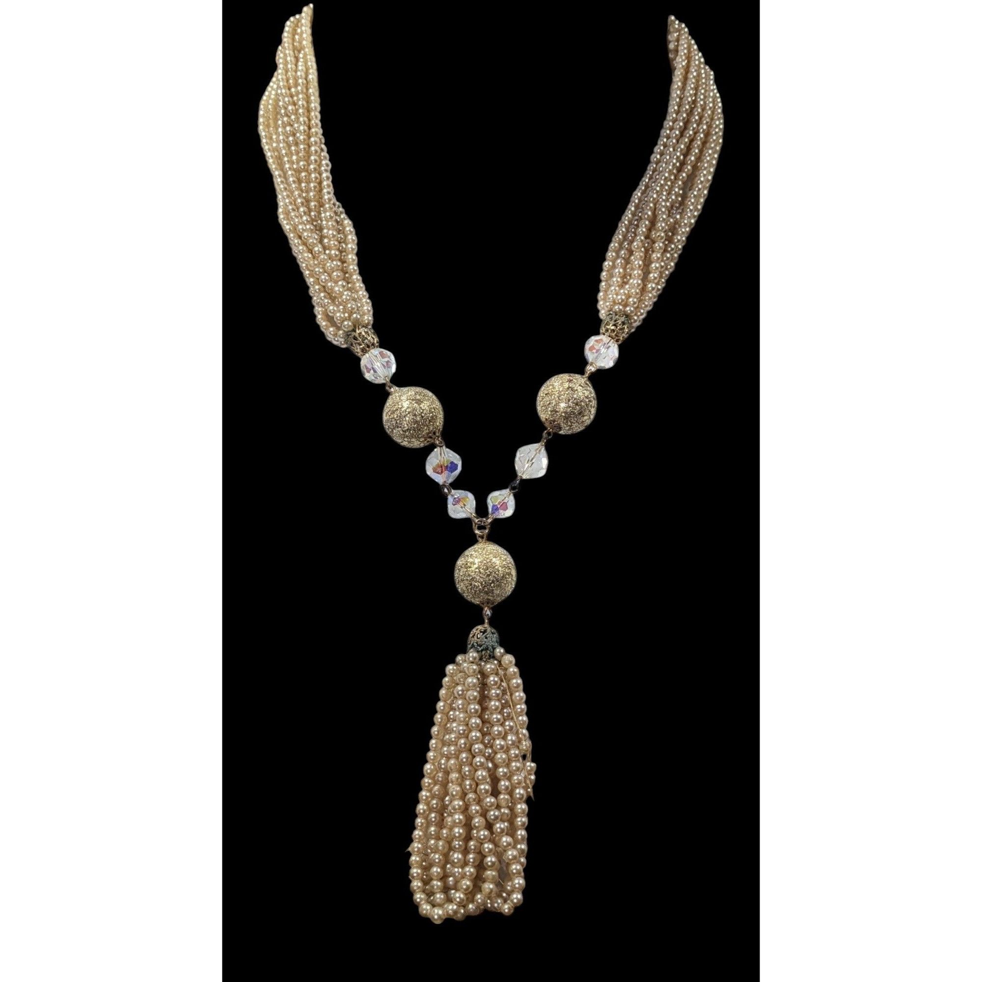 Other Vintage Gold Tone Faux Pearl Beaded Y Necklace Size ONE SIZE - 1 Thumbnail