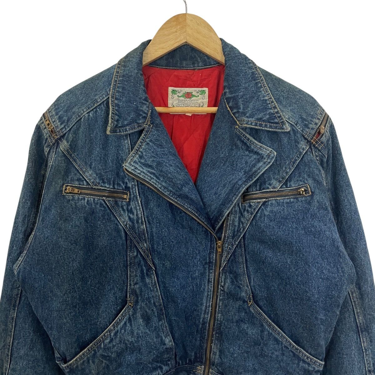 20471120 Vintage 90s Magic Square Bikers Denim Jacket Size US L / EU 52-54 / 3 - 2 Thumbnail