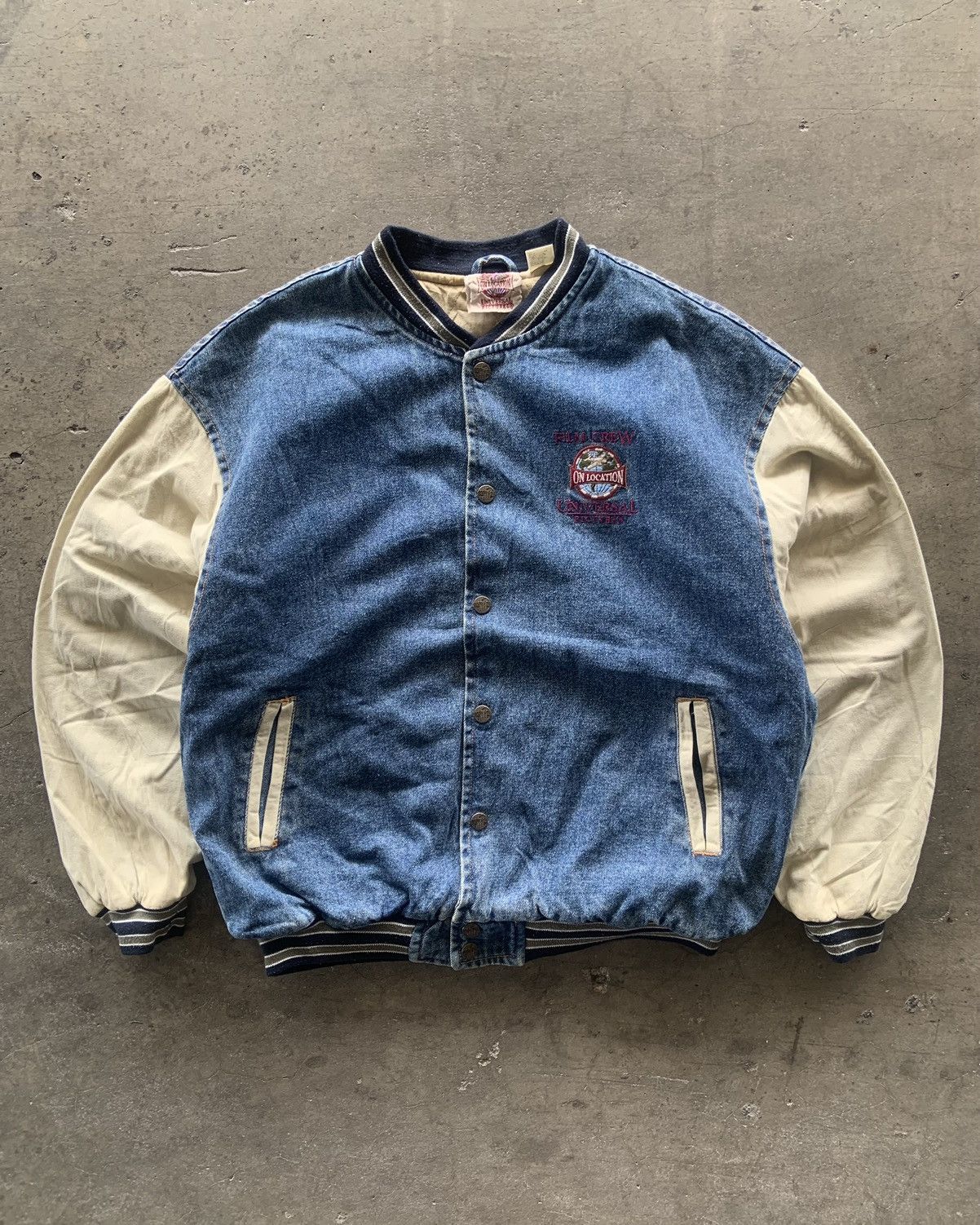 Universal Studios × Vintage *Rare 1990s Universal Pictures Film Crew Varisty Jacket Size US XL / EU 56 / 4 - 1 Thumbnail