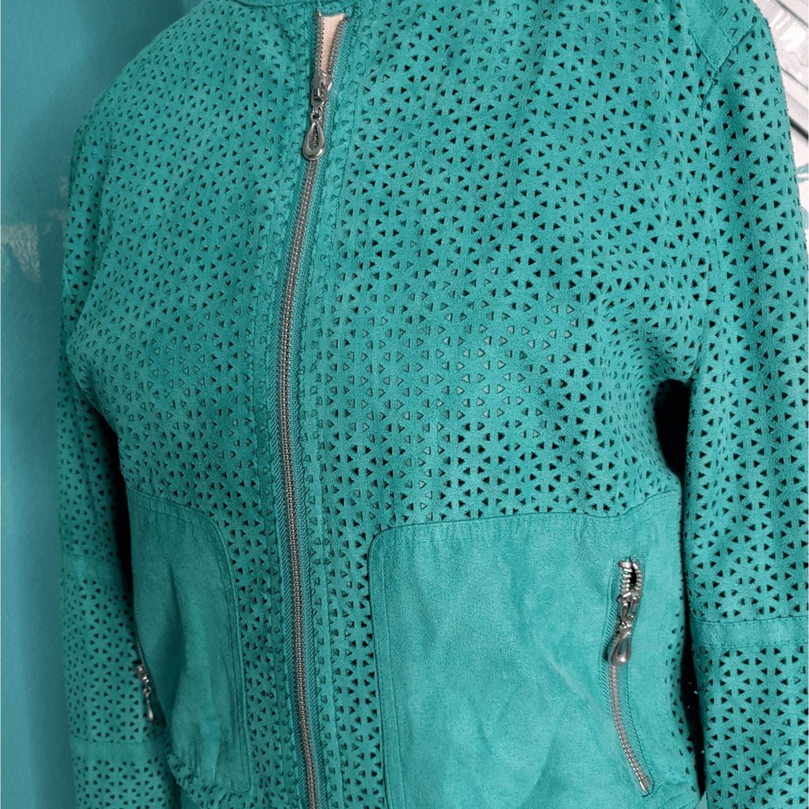 Kenneth Cole Kenneth Cole NY Cutout Green Bomber Jacket Size M Size M / US 6-8 / IT 42-44 - 1 Thumbnail