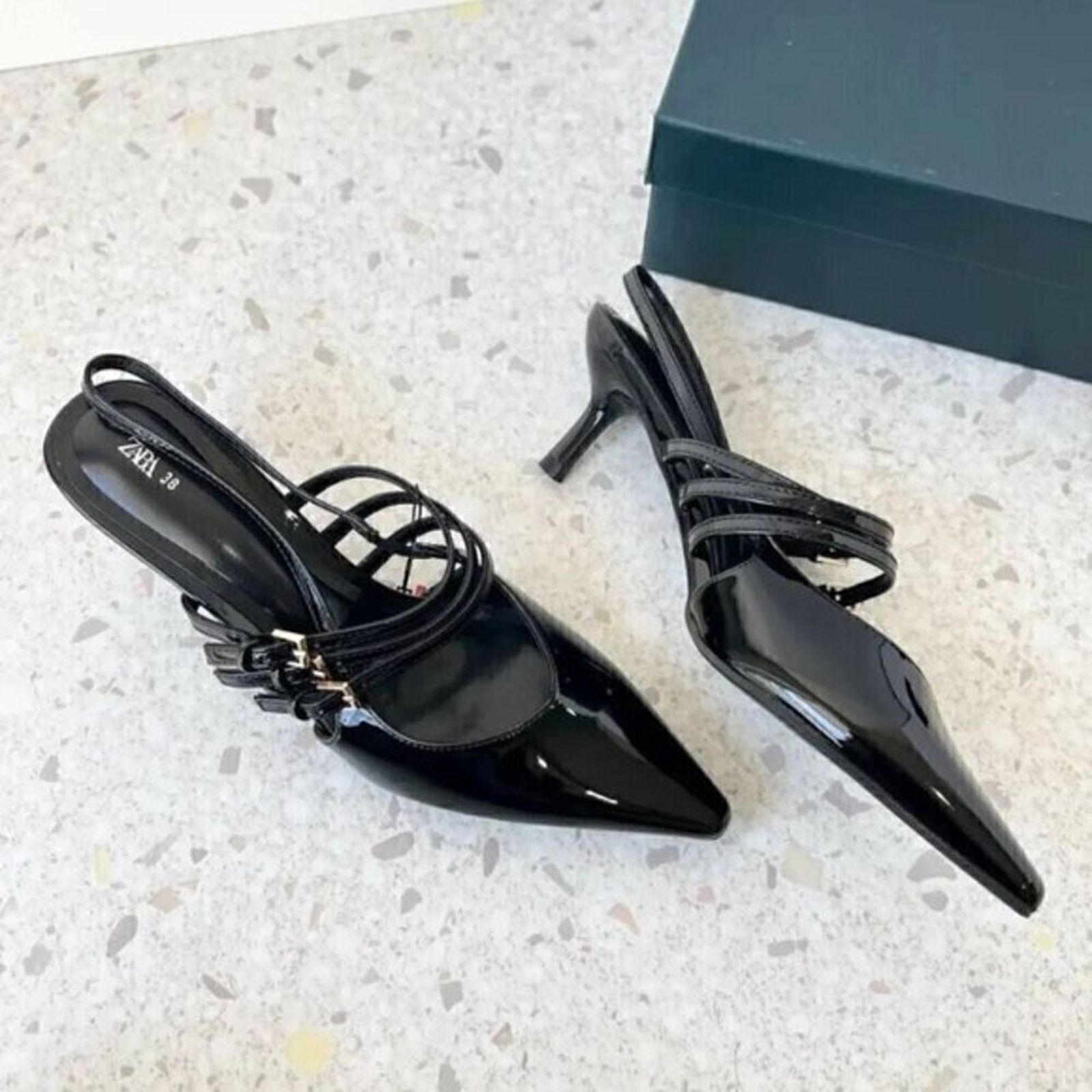 Zara ZARA Pointed Toe Buckled Heels Size US 7.5 / IT 37.5 - 10 Thumbnail