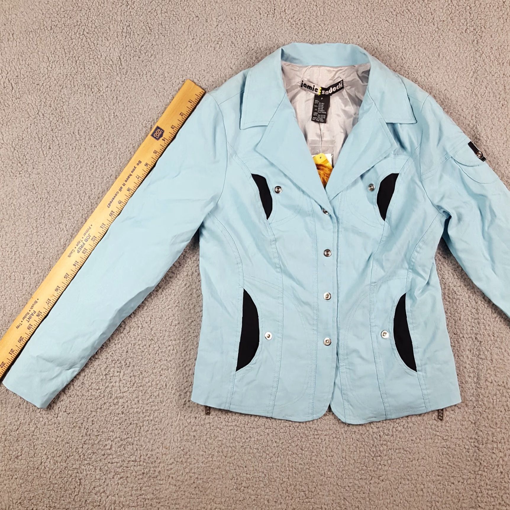 Vintage VINTAGE Jamie Sadock Womens Petite Small Stretch Button Up Windbreaker Jacket Shirt (Windbreaker) Size S / US 4 / IT 40 - 4 Thumbnail