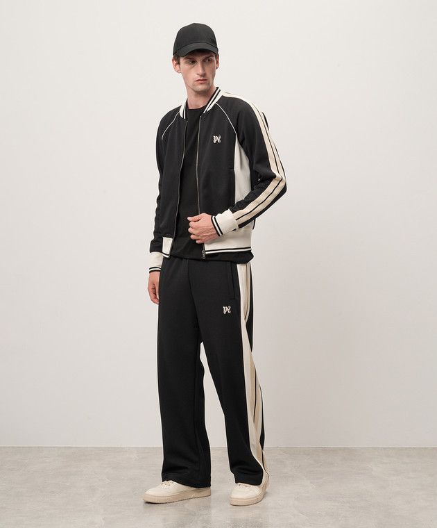 Palm Angels o1s22i1n1224 Zip-up Sweatshirt in Black White Size US XL / EU 56 / 4 - 2 Thumbnail