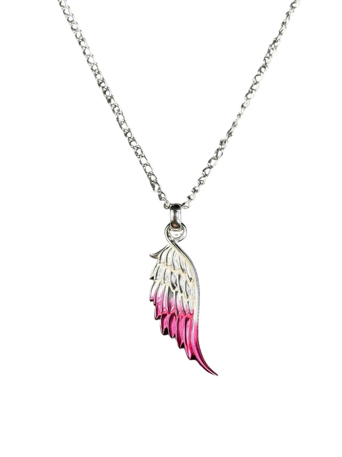 Vintage 2000s JAPNESE MADE SILVER GRADIENT WING PENDANT NECKLACE Size ONE SIZE - 1 Thumbnail
