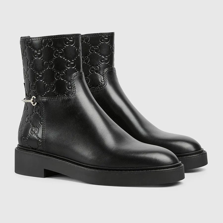 Gucci oc11z526 Women's Slim Horsebit Ankle Boots in Black Size US 5 / IT 35 - 3 Thumbnail