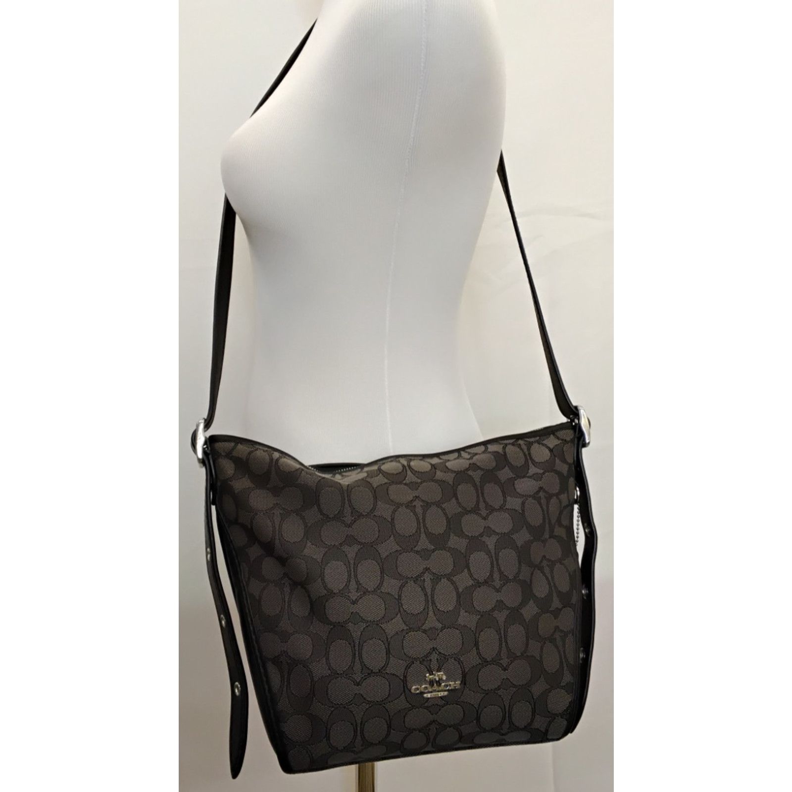 Coach Coach Dufflette Signature C Jacquard Crossbody Black Purse Size ONE SIZE - 2 Thumbnail