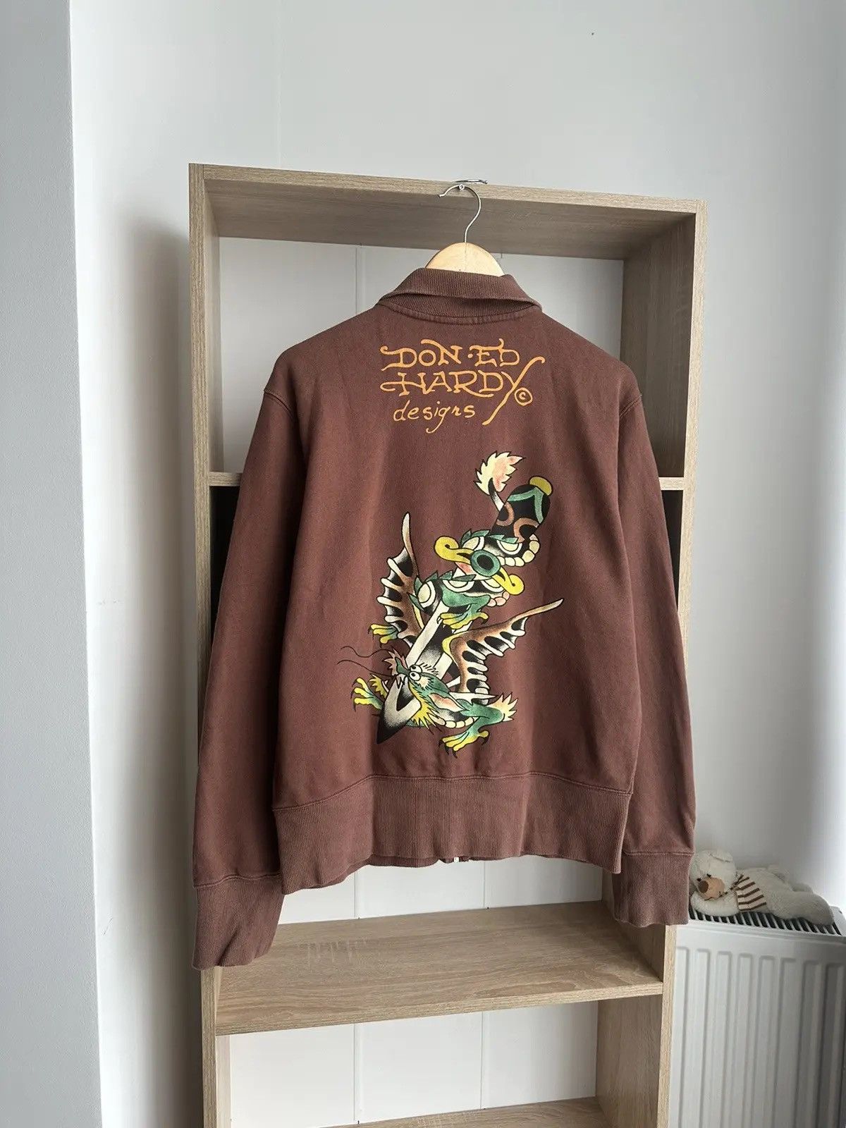 Christian Audigier × Ed Hardy × Vintage Vintage Ed Hardy Christian Audigier Brown Hoodie Size US M / EU 48-50 / 2 - 23 Thumbnail