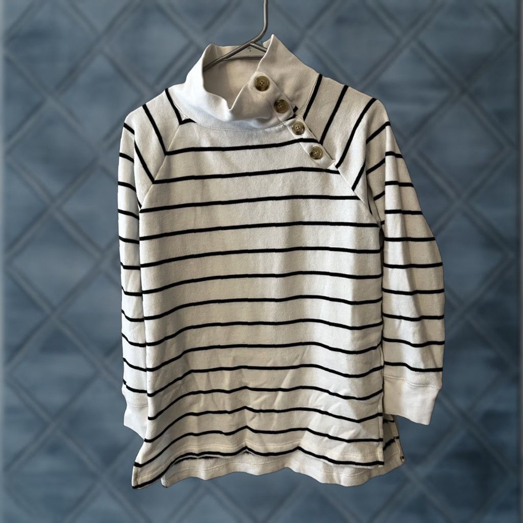 J.Crew VINTAGE J.CREW Striped Wide Button-Collar Tunic in Cloudspun Fleece Sweater XS Women Size XS / US 0-2 / IT 36-38 - 1 Thumbnail