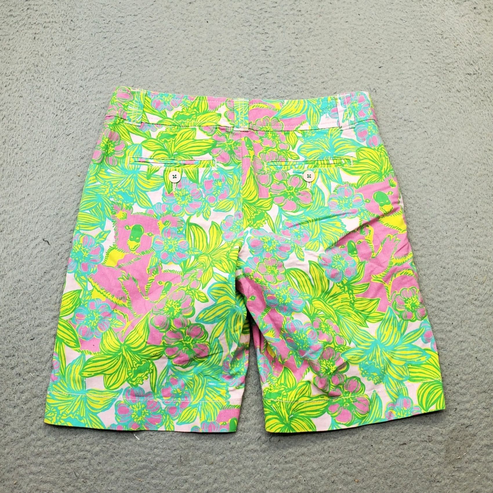 Lilly Pulitzer Lilly Pulitzer Shorts Womens 4 Multi Floral Resort Flat Front Slash Pockets Size 27" / US 4 / IT 40 - 2 Thumbnail